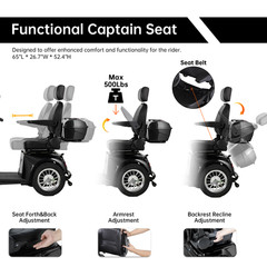 Heavy Duty 4 Wheel Mobility Scooters for Seniors 1000W 40 Miles 500 lb Capacity