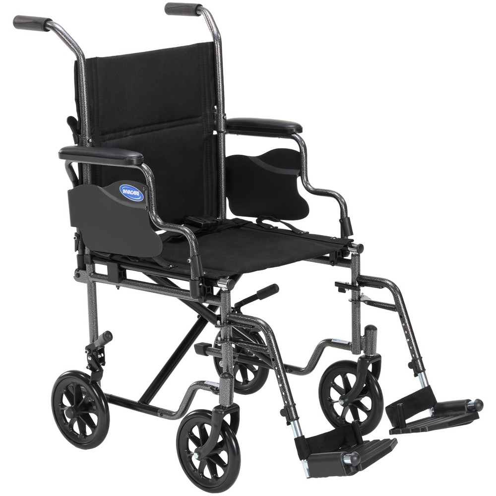 Invacare Transport Wheelchair w/19″ Seat, Removable Arms, Steel Frame – Black