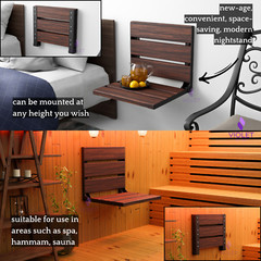 Teak Wood Folding Bath Seat – Wall Mount, Hidden, Waterproof, Handmade Design