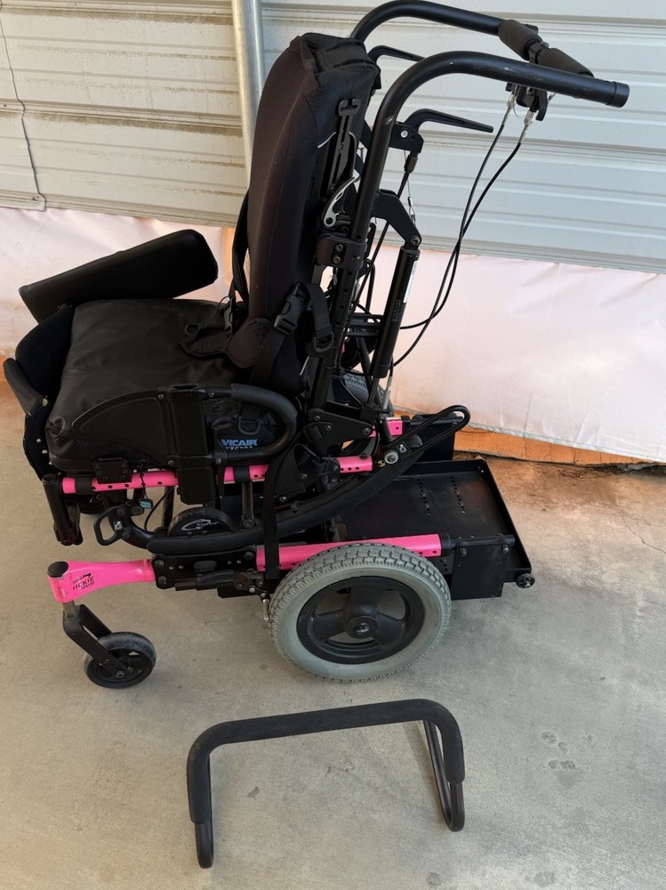Quickie Iris Tilt-in Space Transport Wheelchair Hot Pink Custom Pediatric Seat