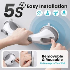 TAILI Shower Grab Bar, 2 Pack 12 Inch Suction Grab Bars for Bathtubs and Showers