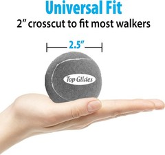 AMP Top Glides Precut Walker Glides Gray Tennis Ball Feet Caps for Walkers 2 Pck