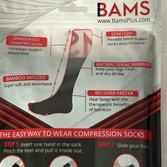 Bams Bamboo Compression Toeless Socks Black Lot Of 3 Plus Size (3XL) Open Toe