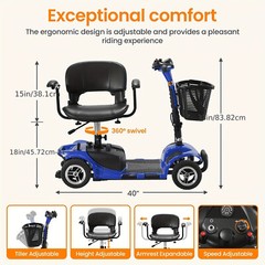 4 Wheels Mobility Scooter 200W Power Electric Wheelchairs Heavy Duty for Seniors
