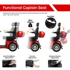 1000W Heavy Duty 4 Wheel Mobility Scooters for Seniors 40 Miles 500 lb Capacity