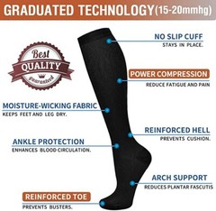 S M L XL 2XL Wide Calf Plus Size Compression Socks Women Men 15-20mmHg Unisex
