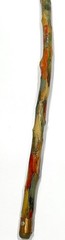 Vibrant Folk Art Walking Stick 37.5” Hand Painted Gnarled Wood Copper Ferrule