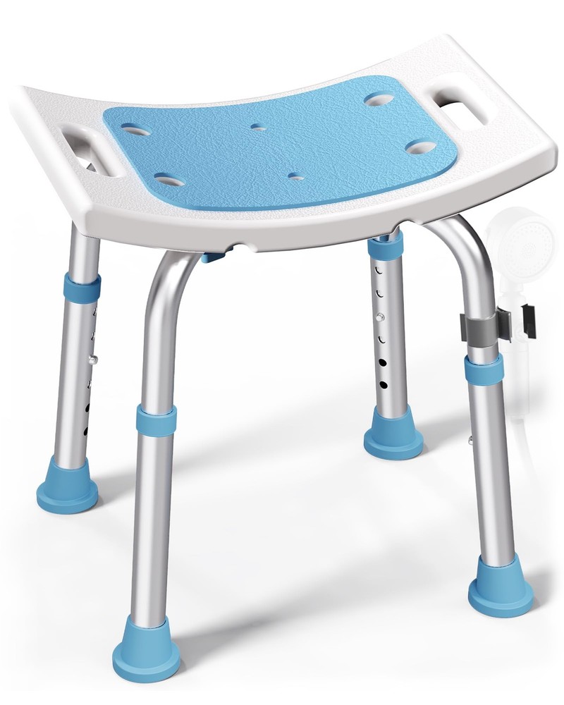 HOMLAND Shower Chair for Inside Shower, 400 lbs Adjustable 400LB, Light Blue