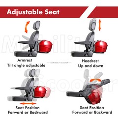4 Weels Heavy Duty Mobility Scooters 500lbs Capacity 800W 60V20A w/Remote Key