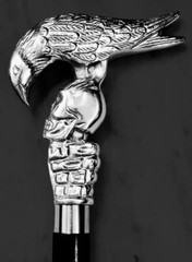 Antique Handle Hercule Poirot Swan Style Brass Walking Stick Handmade Skull Head