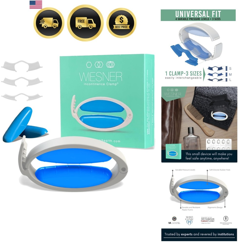 Wiesner Male Incontinence Clamp – 3 Adjustable Sizes – Comfort and Confidence…