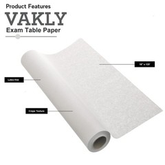 Exam Table Paper – 18“x125’ Disposable Standard White Textured Crepe Medical…