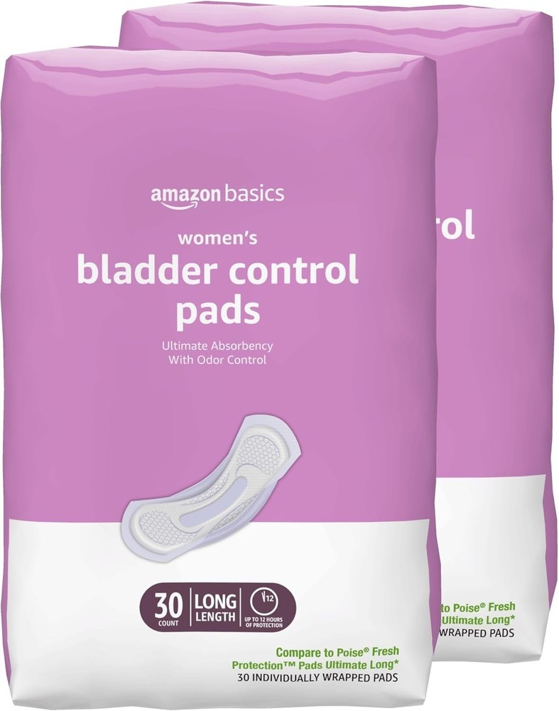 Amazon Basics Women’s Bladder Control Pads – Ultimate Long – 60 Ct