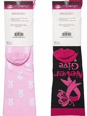 2 Pairs Womens Breast Cancer Awareness Pink Ribbon COMPRESSION Knee Socks