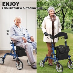 All Terrain Walkers Rollator Walker Upright Walker with Seat Foldable for Senior