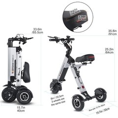 TpMate ES33 Folding Powered Mobility Scooter 3 wheel for Adult Removable Battery