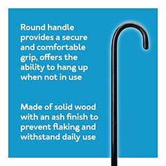 Solid Wood Walking Cane 36 Inch Walnut Finish 250 lb Capacity Rubber Tip for