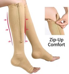 Compression Zip Up Socks Open-Toe Zipper Leg Support Unisex Socks Knee Stocking