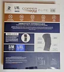 Elite Copper Fit Knee Compression Sleeve Flexible L/XL 16″-20″ 2 Pack