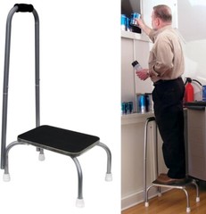 Step Stool Long Handle Non Slip Rubber Step Handrail Medical Heavy