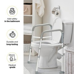 Adjustable Toilet Safety Rail with Handles – Heavy-Duty Stand Alone Frame for El
