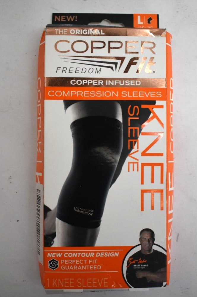 Copper Fit Sport Freedom Black Compression Knee Sleeve Large 14″ – 16″