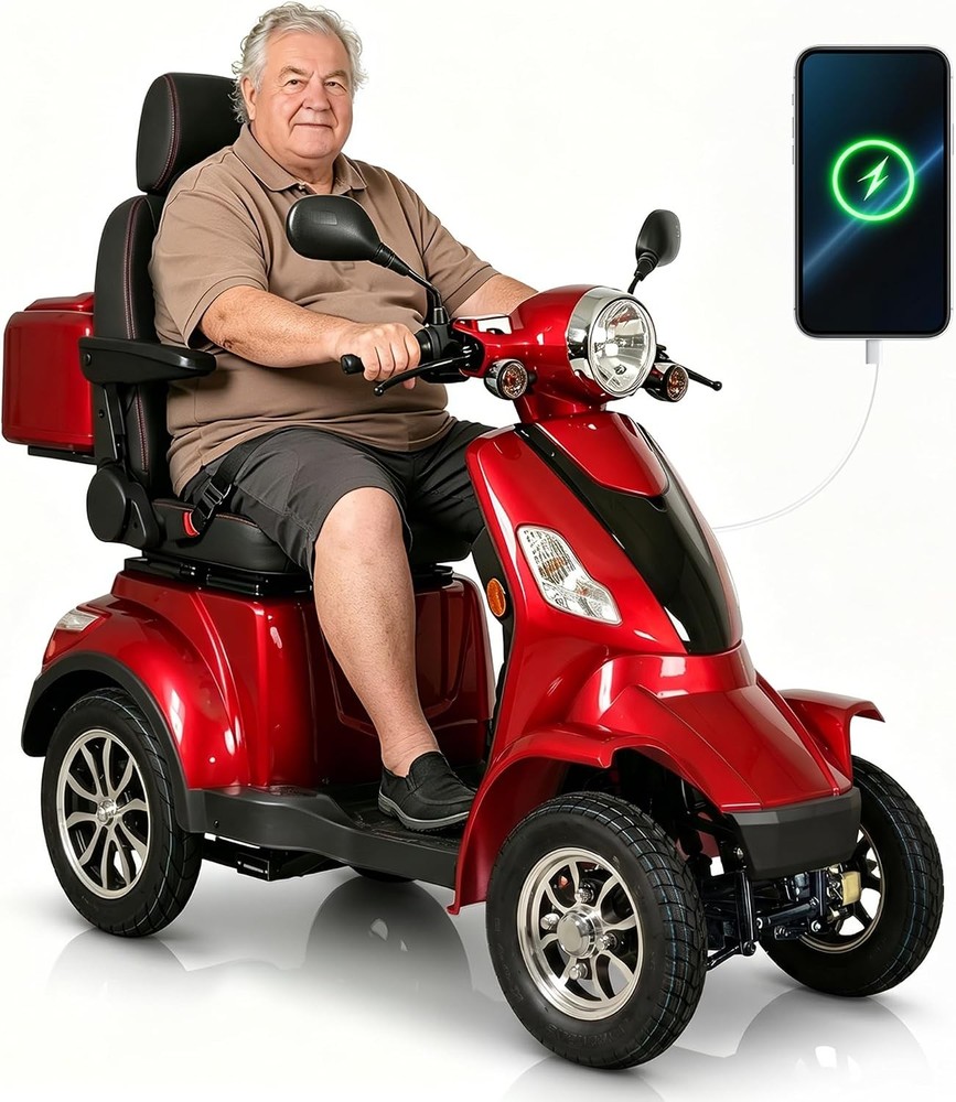 HS4W-A2R Heavy-Duty 4-Wheel Mobility Scooter 37 Miles Range 3-Speed 500lbs Load