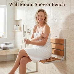 18in Wall Mount Shower Seat Fold Down Shower Bench for Adults Bathroom