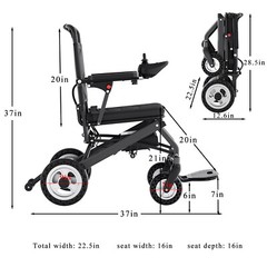 30lb Electric Wheelchair Folding Lightweight Portable Travel Mobility Powerchair