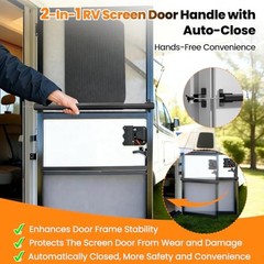 2-in-1 Aluminum RV Screen Door Handle Grab Bar with Auto Closer, Adjustable 21