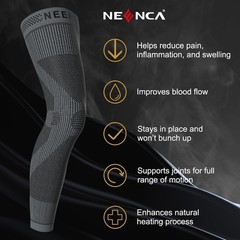 NEENCA Compression Leg Sleeve – Long Knee Sleeve, Ultra-thin Leg Sleeve with Gra