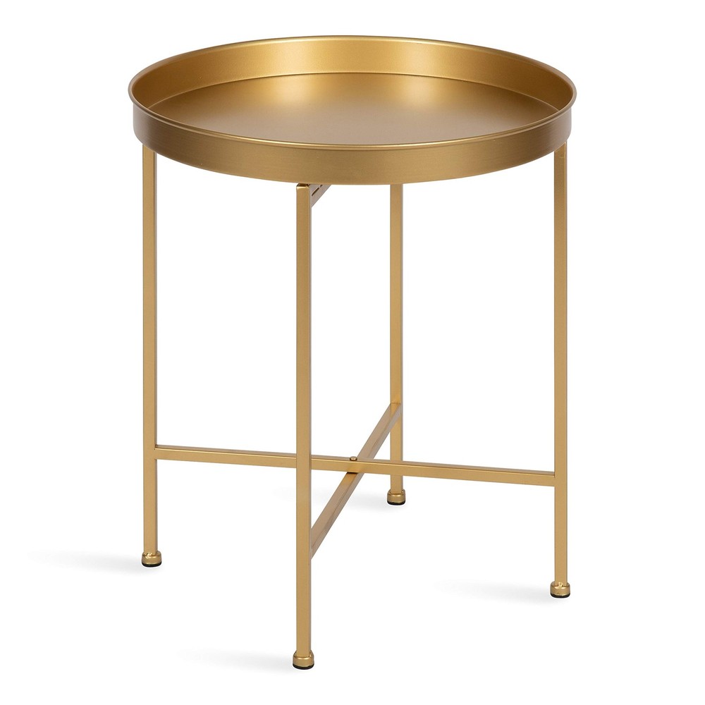 Kate And Laurel Celia Glam Round Side Table 18.25 X 18.25 X 22 Gold Modern