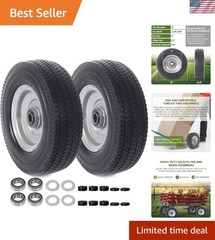 2-Pack 8-Inch Solid Wheel Replacement – Flat Free Tire with Alloy Steel Rim