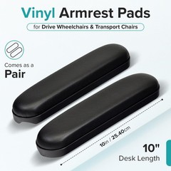 AlveyTech 10″ Desk Length Vinyl Armrest Pads for 1 Pair (Pack of 1), Black