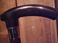 walking stick BLACK WATER BUFFALO handle for smaller sized hands MADE IN THE USA