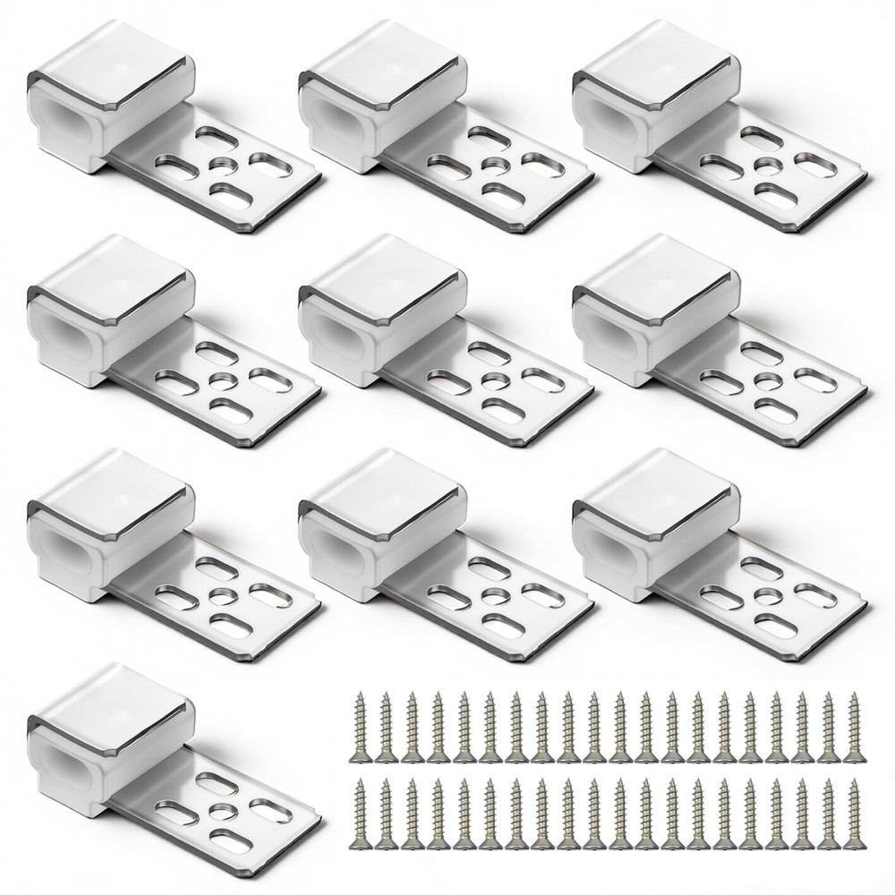 Ezymivs 10 PCS Couch Spring Clips, 15.7″x8.6″-10PCS(40Screws), White&silver