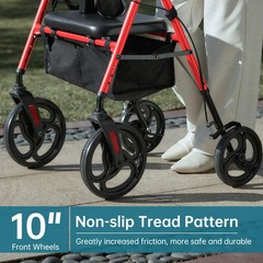 YF-9007B Dual-Brake Ergonomic Handgrip Rollator Walker 10″ Wheels