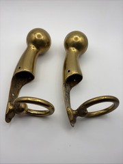 Vintage Horse Hames 6.5” Heavy Solid Brass Ball End w/ Ring Set of 2
