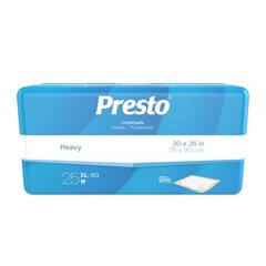 Presto Heavy Absorbency Underpads Disposable Absorbent Core 30×36 In, 100 Count