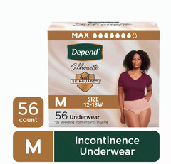 Depend Silhouette Incontinence & Postpartum Bladder Leak Underwear, M, 56 Count
