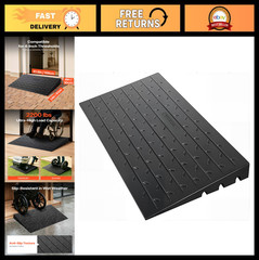 4″ Rise Rubber Threshold Ramp – 3 Channel Cord Cover, Non-Slip, 2200 Lbs Capacit