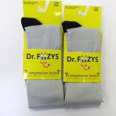 2 Pairs Light Gray Foozys Unisex Compression Knee Socks Women 5-12 & Men 5-13