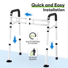 Stand Alone Toilet Safety Rail – Adjustable Width & Height Fit Any Toilet, To…