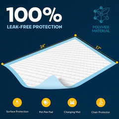 Medpride Disposable Underpads 17“ X 24“ (100-Count) Incontinence Pads, Bed Cov
