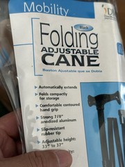 Mobility Adjustable Folding Walking Cane, Handle, Black New , No Box