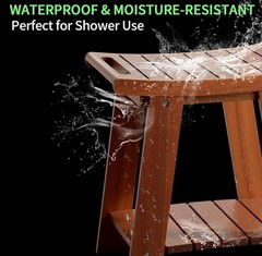 Teak shower bench 15.75in w/ Storage Shelf Stool for Inside Shower Nonslip