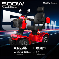500W 4 Wheel Heavy Duty Mobility Scooter 48V 20Ah Battery Motor For Adult Senior