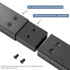 9FT Handrails Kit for Indoor Outdoor Stairs，Modern Aluminum 9 FT Matte Black