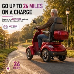 500 lbs 4 Wheel Mobility Scooter 500W All Terrain Fast Mobility Scooter 15 MPH
