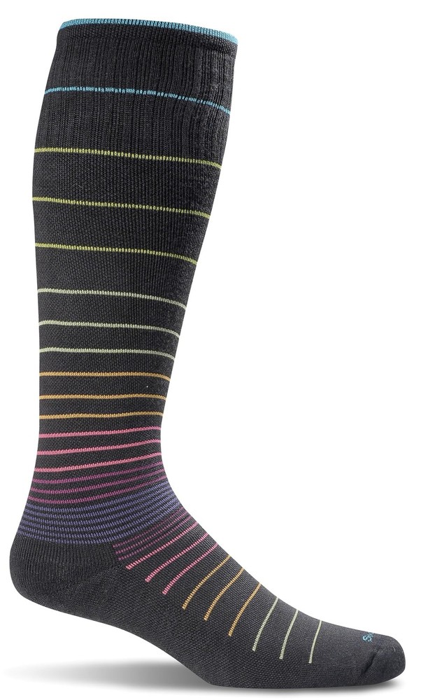 Sockwell Womens Circulator Moderate Graduated Compression Sock, Black Stripe –